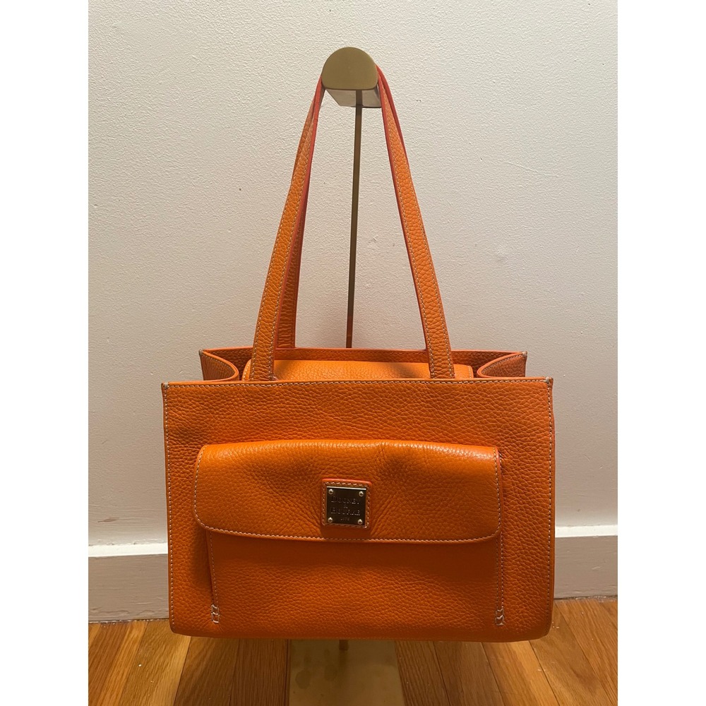 Dooney & Bourke Tote Bag Orange Pebbled Leather Gold‎ Hardware